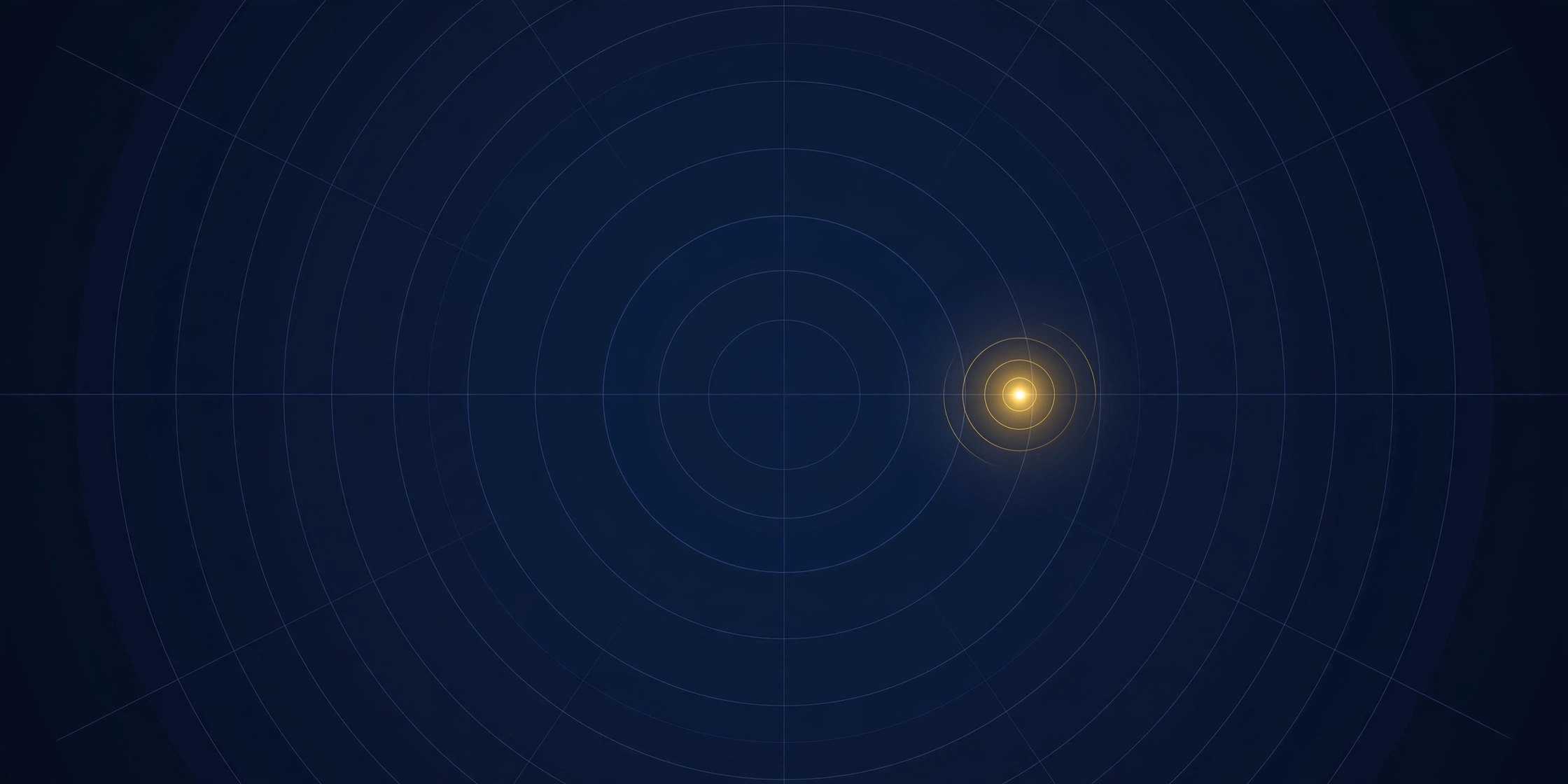 Navy radar grid with a single gold point